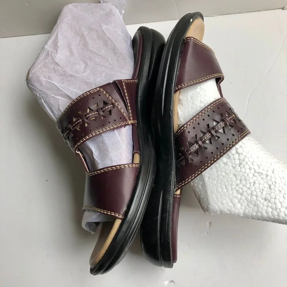 Croft & Barrow Women's Sandals Slides Size 6 M Dark Brown Ortholite Insoles